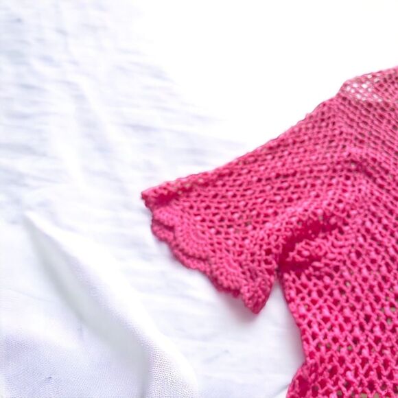 Koret Women open knit crochet beads jewels rocks sweater top XL beach hippie - Picture 8 of 9